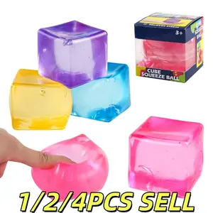 1/2/4PCS Nice Cube Sensory Stress Relieving Cube, Adult And Children'S Concentration Toy, Desktop Sensory Cube Ice Squeezing Fun Stress Relieving Cube Slow Rebound Stress Relieving Toy Maltose Stress Relieving Cube