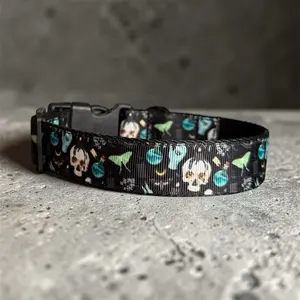 Ghostface Horror Movie Scream 1 Inch Dog Collar Thick Ribbon Design Durable Nylon Webbing Various Sizes Handmade with Care Pennywise IT Inspired