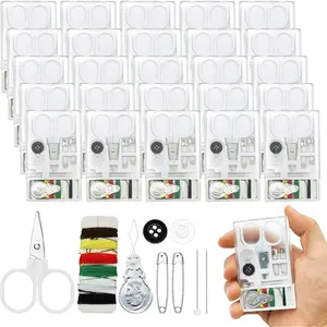 25 Boxes Mini Travel Sewing Kit Quick Fix Sewing Kits Bulk Basic Pre Threaded Needle Emergency Repair Tool for Christmas Gifts Beginner Traveler Home Hotel (White)