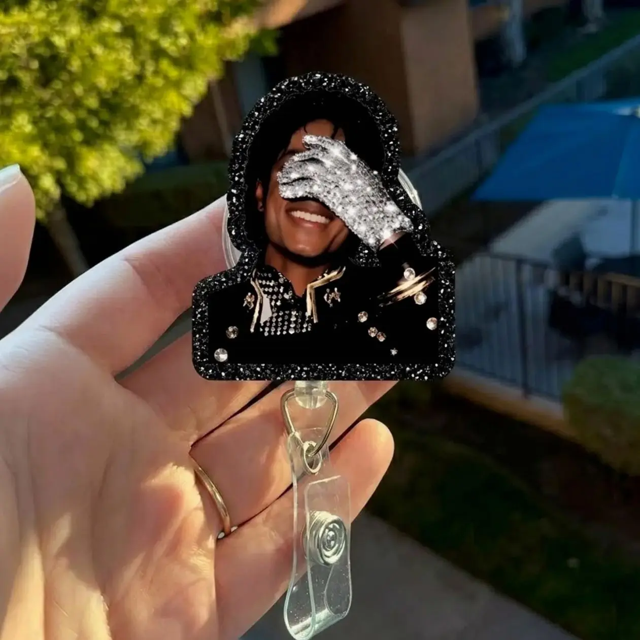 Michael Jackson Glove Vintage Acrylic Badge Reel, King of Pop Badge Reel,Retro Pop Music Badge Reel,  Music Fan Gift, Gift for MJ Fan Merch