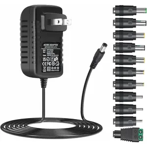 Universal AC Adapter 12V 2A Power Supply Charger 24W AC110V to DC12V 2000mA 1500mA 1000mA 500mA Power Driver 11 DC Plug Tips 12 Volt Converter Inverter Transformer ac dc Adapter(DC12V~2A)