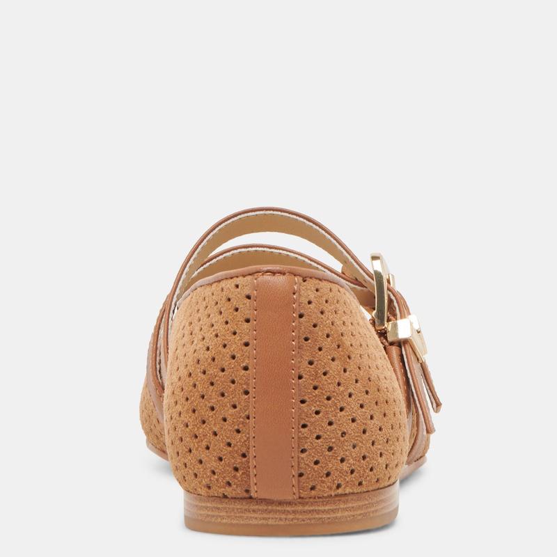 Dolce Vita BAYLEE WIDE BALLETS FLATS PECAN PERFORATED SUEDE