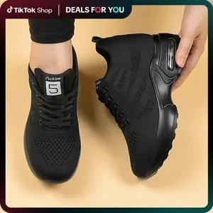 Sosenfer Women's Fitness Sneakers Lace Up Round Toe Wedge Sneakers Comfort Height Increasing Sneakers Casual Outdoor Running Trainers Closed Shoes.1029