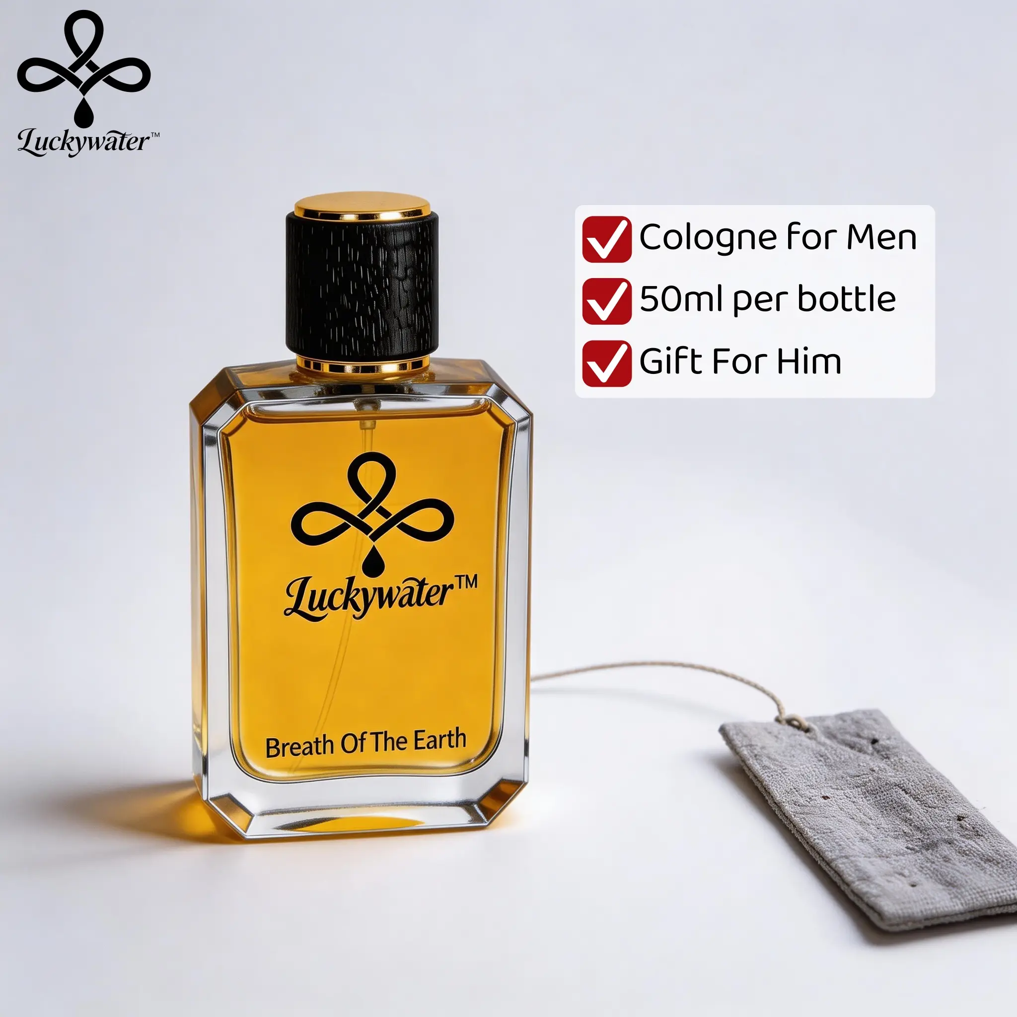 perfumes for Men – Breath of the Earth by Luckywater | 1.7 fl oz | Spicy Cologne with wood Amber note & Vetiver | klub man | long-lasting woody daily modern fragrance eau deparfum | premium gift |summer fragrance men