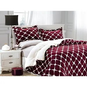 Softest, Coziest Premium Quality Heavy Weight Micromink Sherpa-Backing Down Alternative Micro-Suede 3-Comforter, Full, Bloomingdale Burgundy