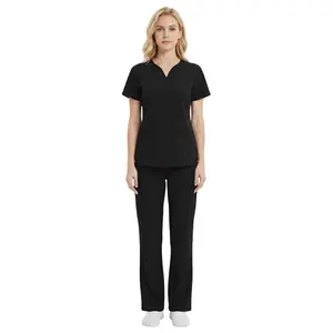 M&M SCRUBS Women’s Stretch Scrub Set Y-Neck Top & Straight Leg Pants – Soft Breathable Medical Uniform, 2 Pocket Scrubs for Nurses & Healthcare