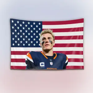 Bo Nix USA Flag Tapestry, Vintage Patriotic Wall Hanging Decor, Football Quarterback American Flag Banner, Home Bedroom Sports Art, Gift for Fans