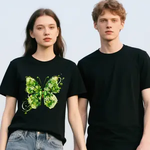 The Green Butterfly St. Patrick's Day Valentine's Day T-Shirt with a casual crew neck short sleeves, is sleek and breathable, and is embellished with a shiny clover butterfly motif for all seasons, making it an ideal gift for St. Patrick's Day. Everyday T