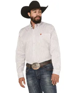 Cinch Men's Striped Print Tencel Long Sleeve Button-Down Western Shirt - Mtw1105995