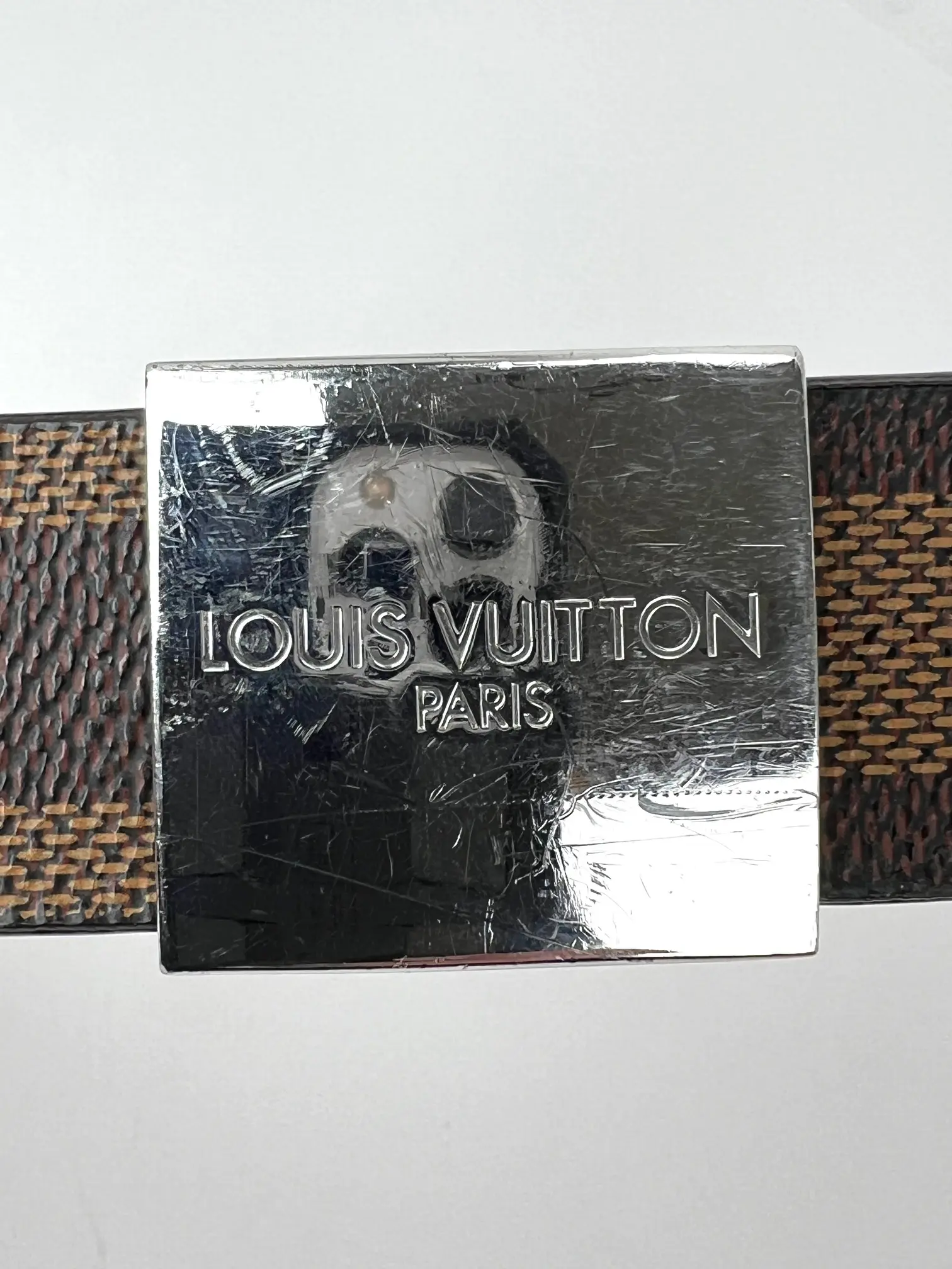 Vintage Louis Vuitton wide belt 75/30 length LOUIS VUITTON Belt 75 30 Leather Monogram Logo Small Nude  main image 2