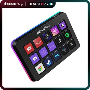 FIFINE D6 Gaming Stream Controller, Control Pad, AmpliGame Control Deck, with 15 Macro Keys, Streaming Keyboard with Trigger Actions in OBS/Twitch/YouTube, Shortcut Buttons Keypad Works with Mac and PC - AmpliGame D6