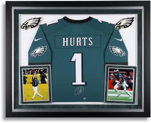 Jalen Hurts Philadelphia Eagles Framed Deluxe Autographed Nike Super Bowl LIX Green Game Jersey - Fanatics Authentic Certified