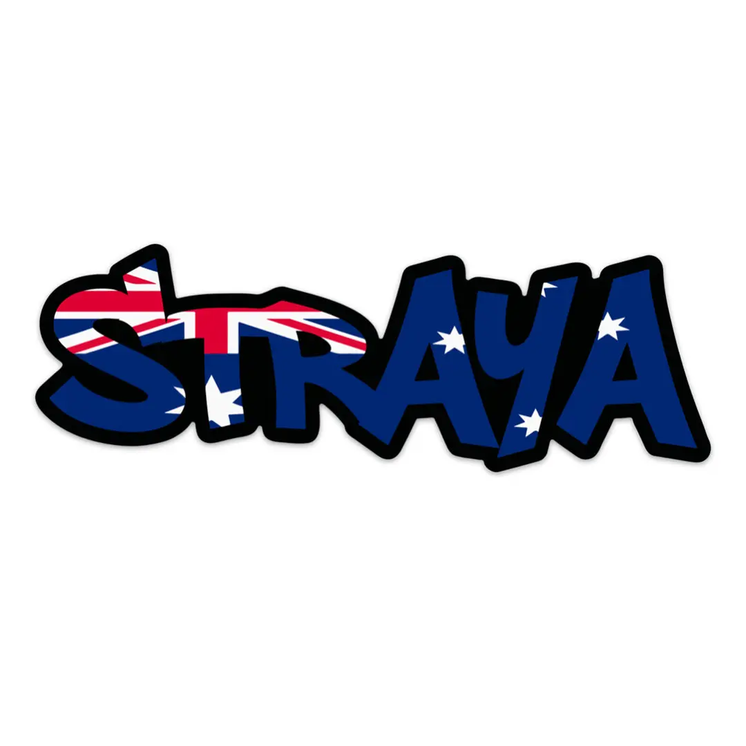 Straya Vinyl Sticker, Funny Australian Slang Decal, Pride Aussie Map & Flag Sticker, Laptop Water Bottle Car Decal