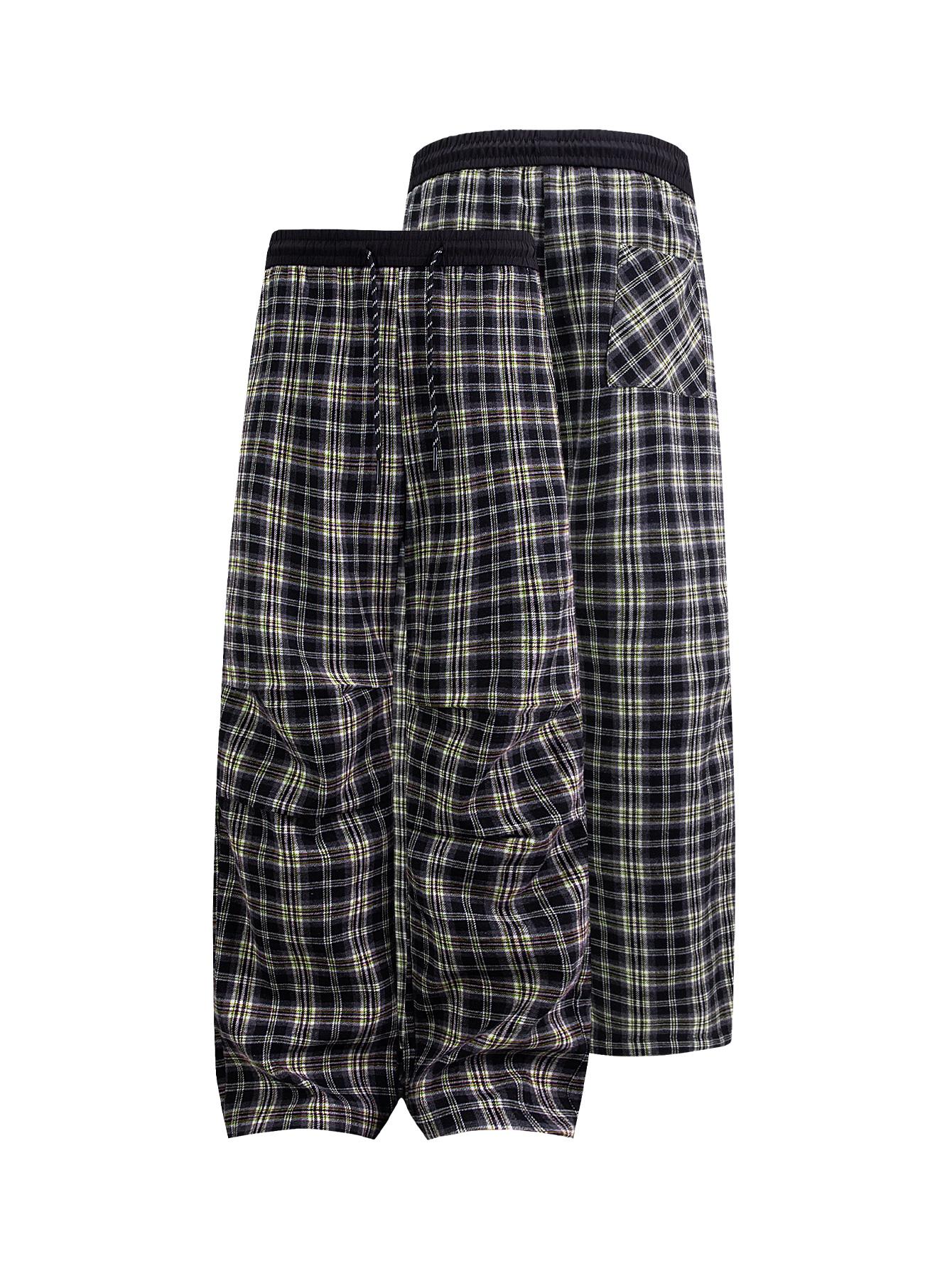 CCCMAI Men's plaid drawstring pants, soft and comfortable four-season lounge pants with an elastic waistband, versatile everyday warm bottoms for both men and women CCCMAI Men's plaid drawstring pants, soft and comfortable four-season lounge pants with an elastic waistband, versatile everyday warm bottoms for both men and women