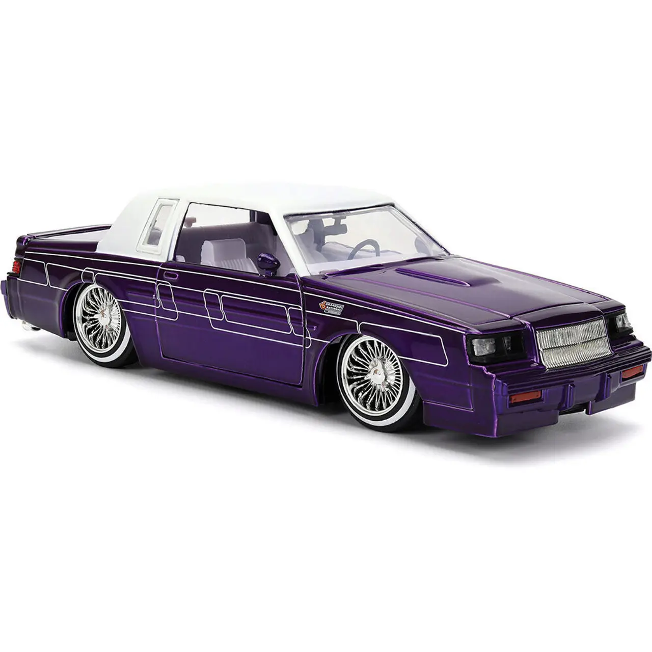 Jada 1:24 1987 Buick Grand National Lowrider Purple with White Top Diecast Model Car