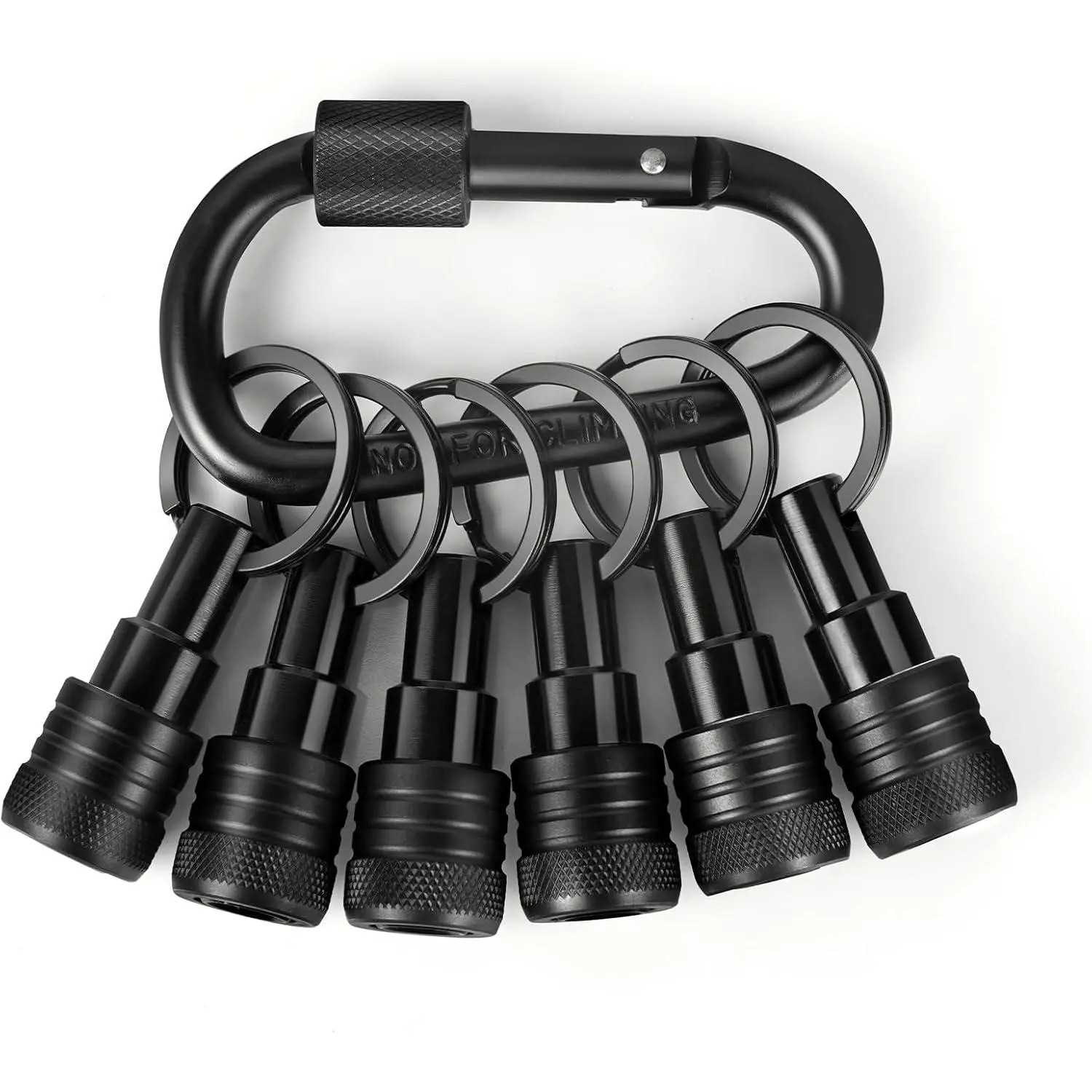 Upgraded 6 Count 1/4 Inch Hex Shank Bit Holders Quick Change Design for Nut Driver & Drill Bits with Carabiner Gifts for Men Black