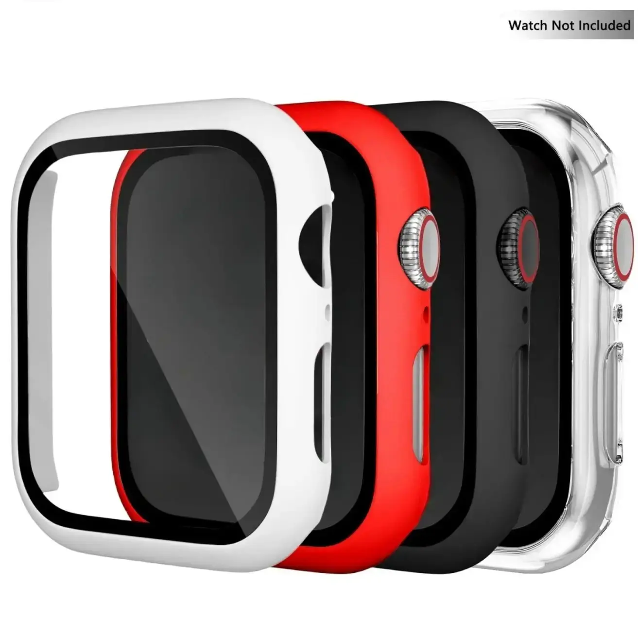4 Pack Apple Watch Case With Built In Tempered Glass, 360 Full Coverage Hard PC Protective Cover, Clear Anti Scratch Shockproof,Durable Scratch-Resistant Smartwatch Cover Compatible With 38-49mm Series 1-9 SE and Ultra For Daily Workout Outdoor Gift
