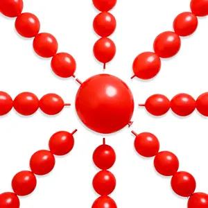 PartyWoo Red Linking Balloons 100pcs 6 Inch Red Link Balloons for Birthday Graduation Bachelorette Citizenship Anniversary Strawberry Cherry Casino Movie Theme Party Decorations Red-y57