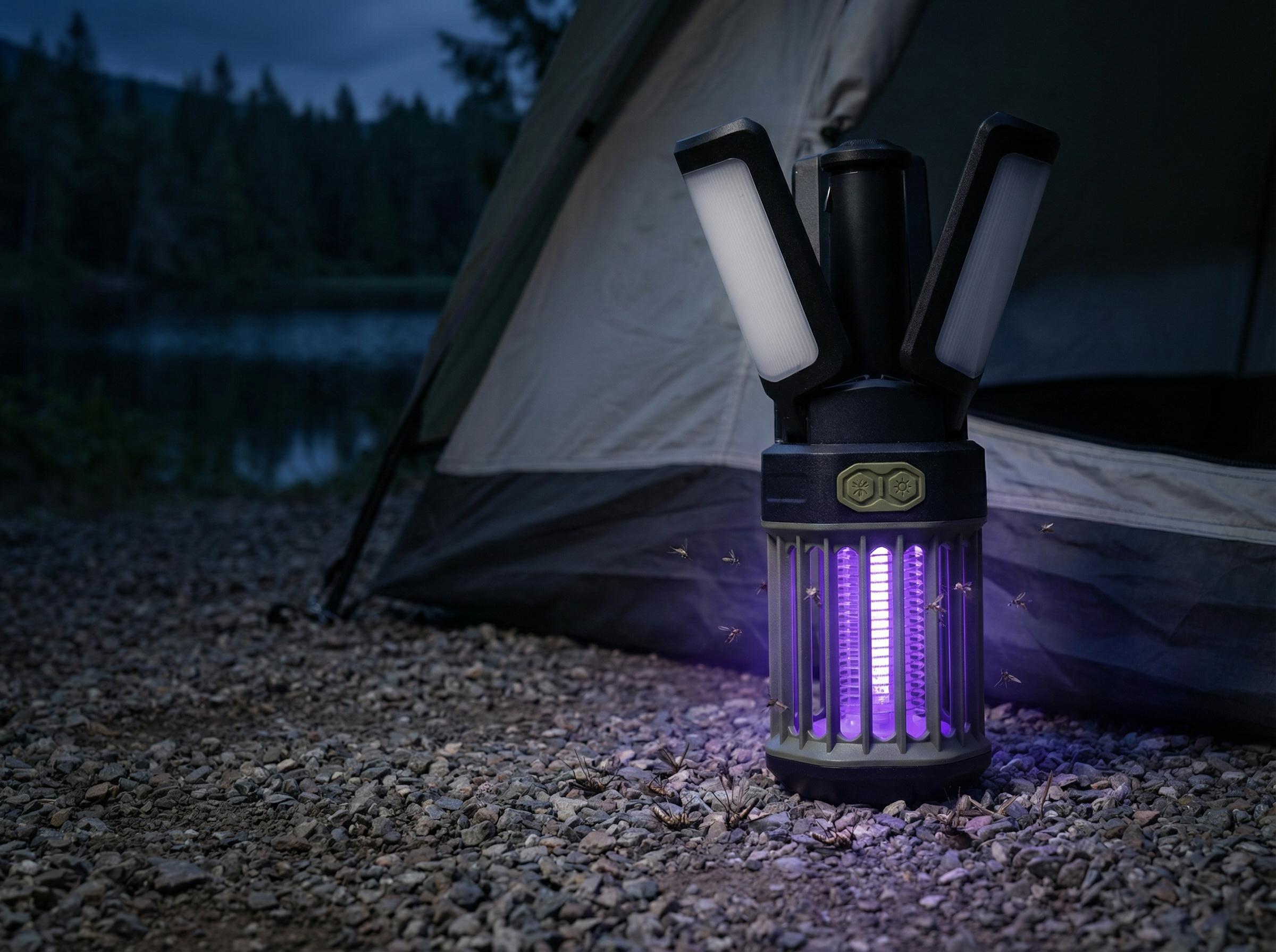 2-Pack Camping Lantern – 3 Color Temperatures (White/Warm/Red), Mosquito Repellent & Light Combo, 3000mAh Long Battery, Adjustable Multi-Angle Head, IPX6 Waterproof, Lightweight Hanging Hook for Outdoor & Home Swivel Headrest Chair