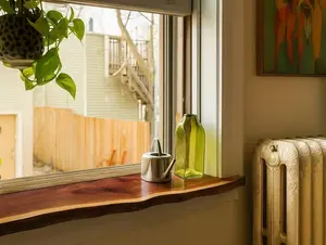 Walnut Live Edge Window Sill Shelf Adhesive Rustic Plant Display for Home Decor Handcrafted from Premium Walnut Wood with Secure Adhesive Backing for Easy Installation