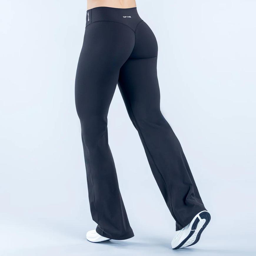 (With Logo) DFYNE High Waisted Flare Leggings - Tummy Control Bootcut Yoga Pants, Seamless Stretch Workout Pants for Women,
