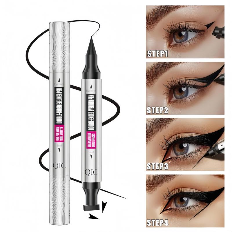 2 in 1 Double-Ended Stamp Eyeliner black - Quick eyeliner stamp-Waterproof, Sweatproof & Smudge-Proof, Long-Lasting Black Tint Wingliner, Easy and Simple Eye Makeup- Lush Lens