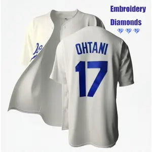 [Limited Edition] Ohtani baseball jersey, women's diamond-studded # 17 white baseball jersey, casual sports short-sleeved T-shirt for everyday wear,  men's sportswear, sports tops