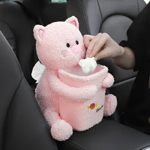 Car Paper Towel Holder Trash Can Combo, Creative Cute Armrest Box Napkin Dispenser, Tissue Holder, Multi-Functional Car Interior Accessories