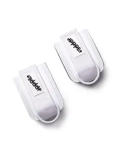 UPPPER Ankle Straps White - For Cable Machines, Kickbacks & Glute Workouts, Padded, Hook-and-Loop, D-Rings (Pair)