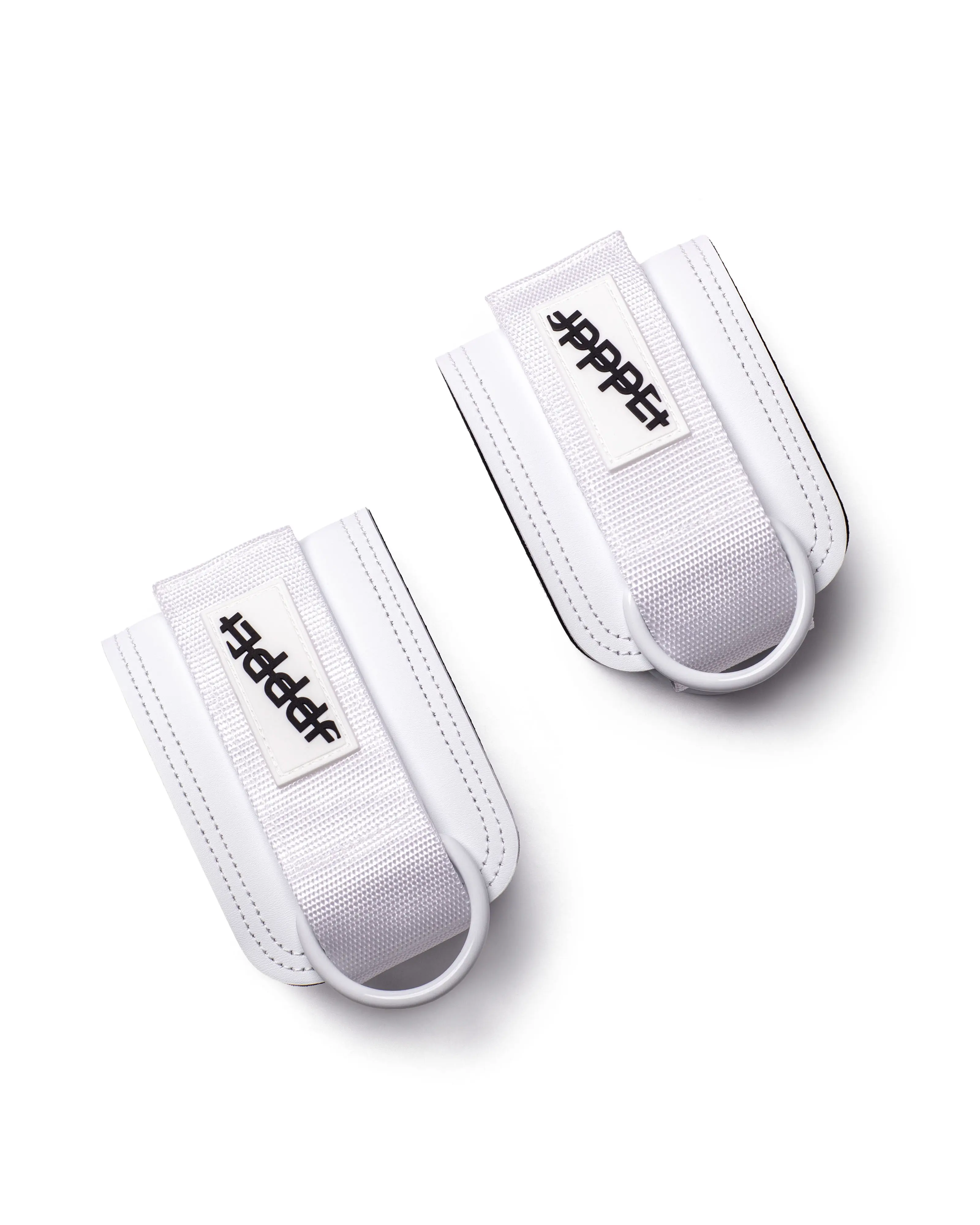 UPPPER Ankle Straps White - For Cable Machines, Kickbacks & Glute Workouts, Padded, Hook-and-Loop, D-Rings (Pair)