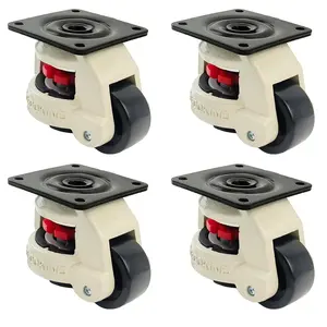4 Pack 2 Inch Leveling Machine Casters 60F with Nylon Wheel and Rubber Foot- Loading Capacity 2200 lbs