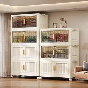 Foldable Storage Cabinet, Multi-layer Storage Rack, Home Organizer for Clothes, Snacks, Toys, Space Saving Storage Rack for Living Room, Bedroom, Folding Storage Cabinet