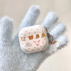 Polka dot wing cartoon little Bear headphone protective case with little Bear wing ornament hanging for AirPods 1 2 3 4 Pro Pro2 Cover