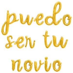 Cursive Script Letter Balloons - PUEDO SER TU NOVIO 16" Inch Alphabet Letters Foil Mylar Balloon Valentines Day Party Banner