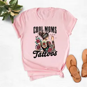 Cool Moms Have Tattoos Graphic T-shirt, Tattooed Mama Quote Tee, Funny Mom Shirt, Edgy Mother’s Day Gift