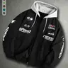 Racing Graphic Print Hooded Bomber Jacket Men, Y2K Vintage Hip Hop Loose Casual Streetwear Motorcycle Pilot Flight Outerwear,Racing Jacket,Casual Oversize Street Athleisure Daily Fashion Men Baseball Jacket