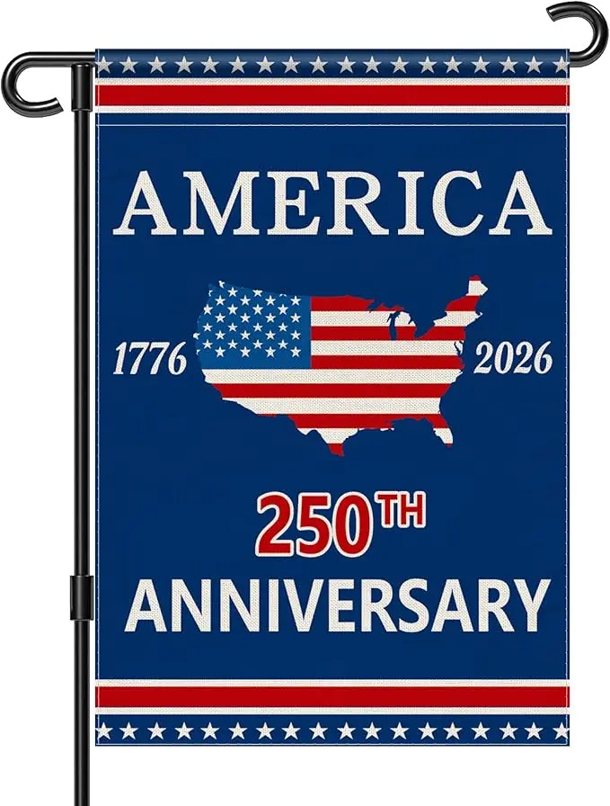 250 Anniversary USA Garden Flag, America 250th Anniversary Flag 250 Year Patriotic Banner American 4th of July Freedom Yard Sign Double-Sided Waterproof 1776-2026 Commemorative Flag 12x18 Inch