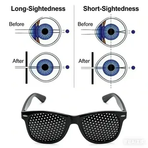 Unisex Pinhole Glasses for Vision Training & Eye Fatigue Relief Lightweight Black Frame Anti-Myopia Astigmatism Correction