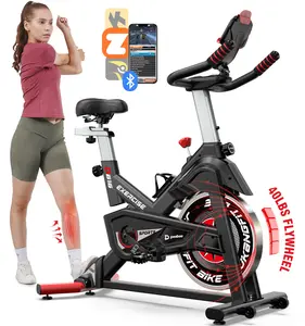 pooboo Exercise Bike Newest Bluetooth Stationary Fitness Cycle Magnetic Resistance Cycling Indoor Home Workout Comes with iPad Holder Silent Belt 40 Lbs Flywheel 350 Lbs Weight Capacity Adjustable