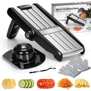 Mandoline Slicer, 5 in 1 Mandoline Food Slicer for Vegetable Slicer with Safety Glove & Cleaning Vegetable Chopper for Potatoes