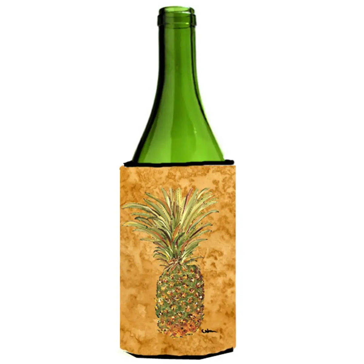 Pineapple Collapsible Drink Insulator Hugger, 24 oz/750ml Drinkware Accessory, 5.5 X 0.25 X 7 In. Kitchenware Bottle Sleeve