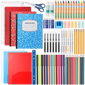 1 Set 2025 School Supplies Kit, 47 Pcs Per Set Back to School Supplies Primary Middle College Bundle Essential Stuff Bulk Pen Notebook Stationery for Kid Student Girl Teen Classroom Boy