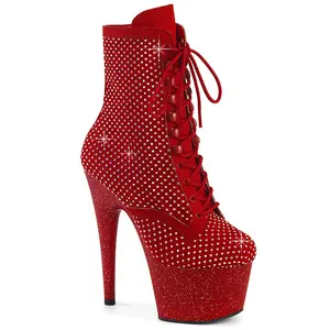 Pleaser Adore-1020RM Women's Lace-Decor Ankle Platform Mesh Boot, Stylish All-Seasons Women's Footwear