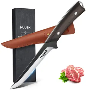 【February Faves】Huusk Kitchen Boning Knife – Hand Forged 6-Inch Japanese Deboning Knife with Sheath, Full Tang for Fish & Chicken