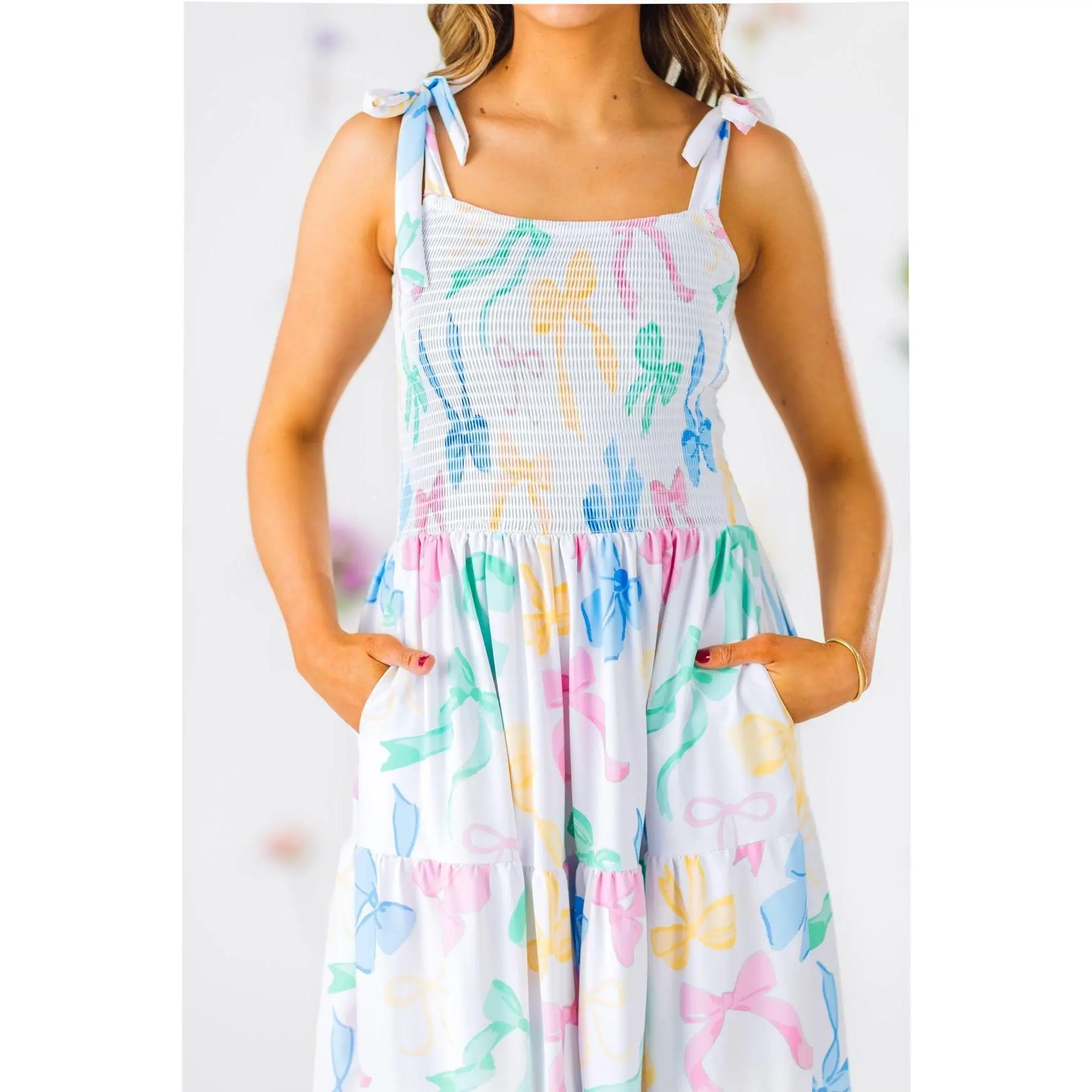 Mom & Me - Pastel Bows Ruffle Dress Mom & Me - Pastel Bows Ruffle Dress