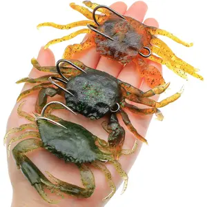 3Pcs Fishing Soft Plastic Lures  Crab Soft Lure with Double Fishing Hooks Crab Baits Traps Kit Soft Shell Crab fishing lures