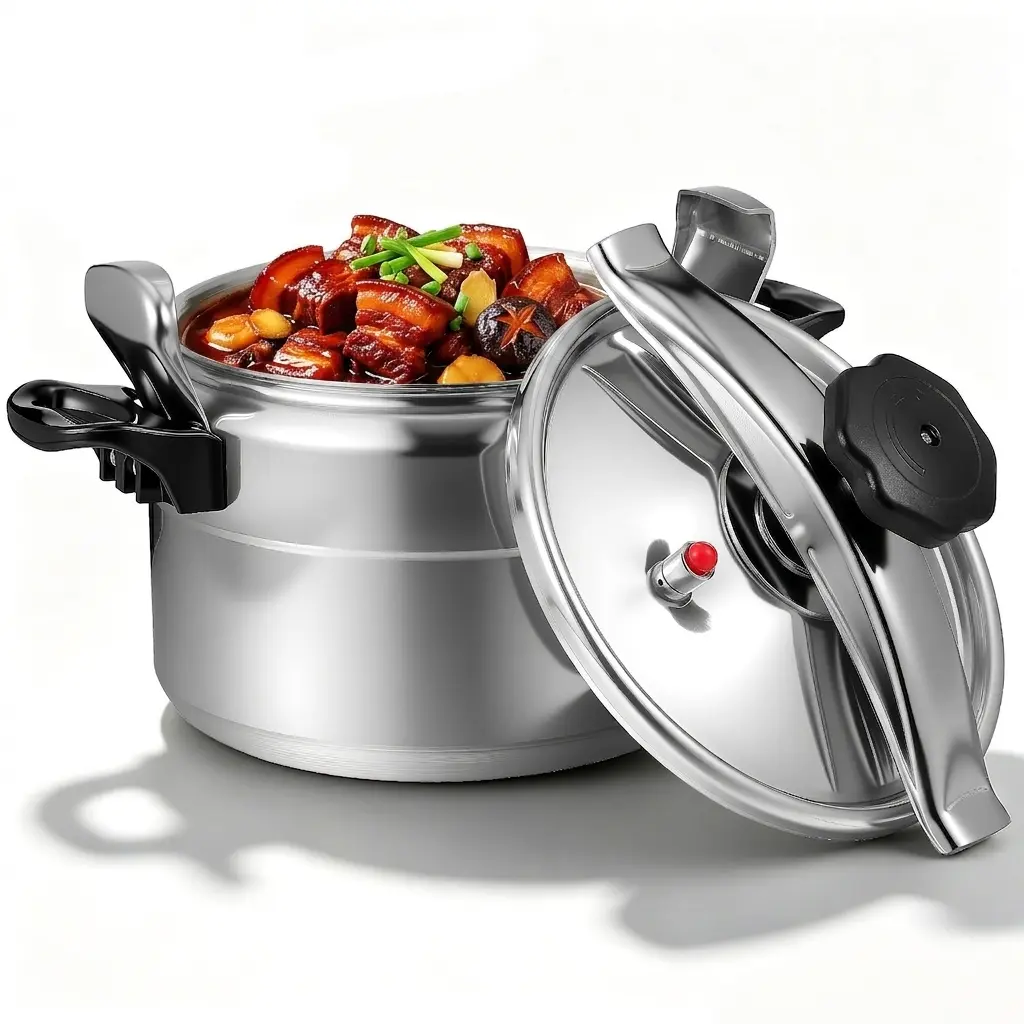 Aluminum Pressure Cooker - 5/9.5 Qt Explosion-Proof Model, Fast & Safe Cooking, Ideal for Stews & Soups, Compatible with Induction Cookers & Gas Stoves