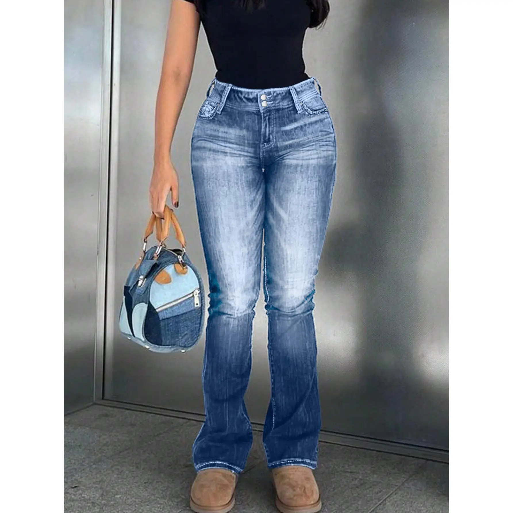 Women's slim and sexy bell bottom pants, long pants, ripped jeans, back to school students, opening ceremonies, teacher attire, parties, birthday parties, nightclubs, nightclubs, rebellious girls, celebrations, music festivals, concerts, motorcycle riders