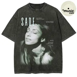 SADE - Be That Easy  vibe -  Tops, Y2K Swag Tee, Graphic T-Shirt - Bohemian Retro Music Band Tee With Black & Golden Print, Spring/Summer/Fall Men Clothes, Regular Fit Shirt Men's Round Neck Printed Short Sleeve Casual Everyday T-Shirt, Graphic Tees Men