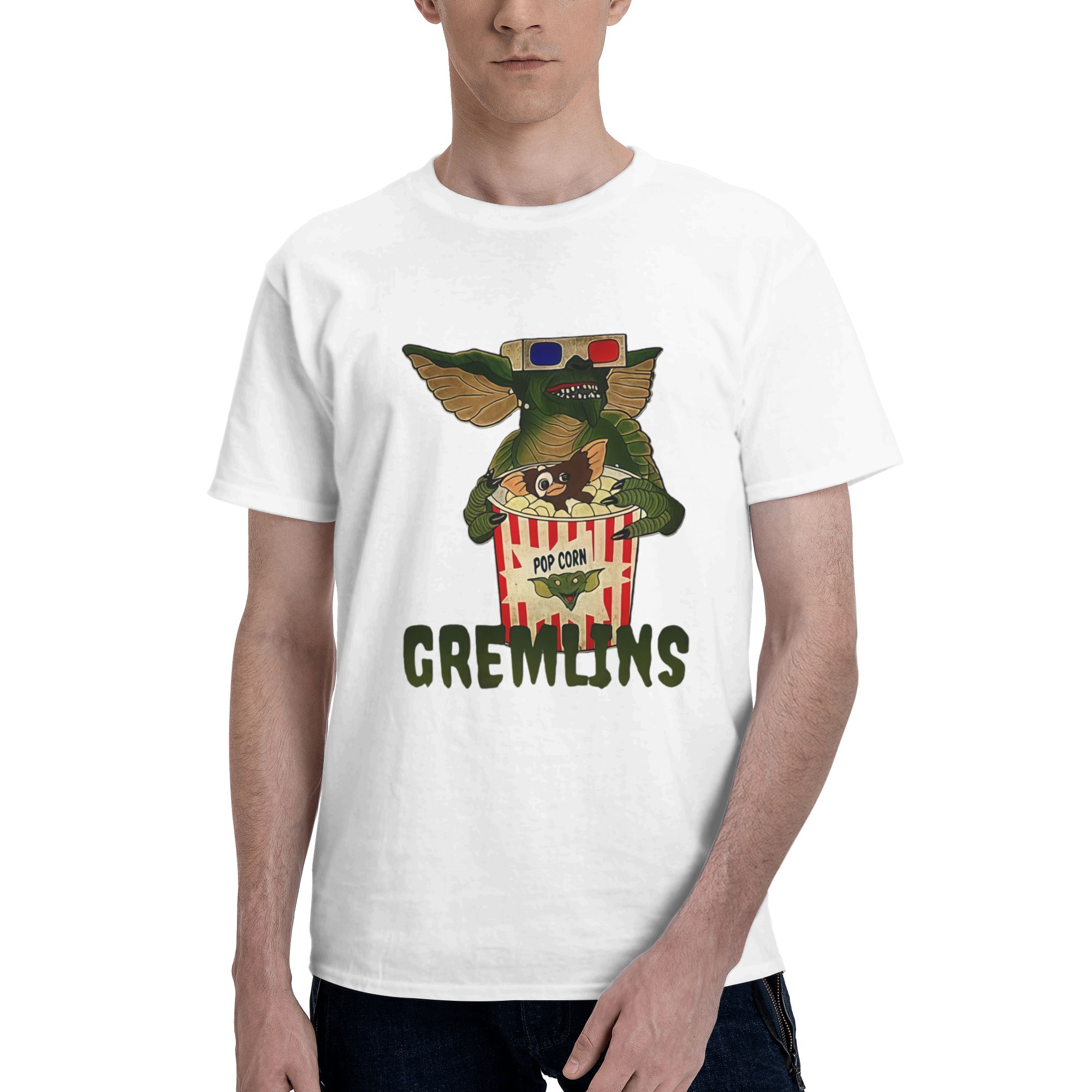 Gremlins 3D Glasses Popcorn Retro 80s Horror Movie Graphic T-Shirt